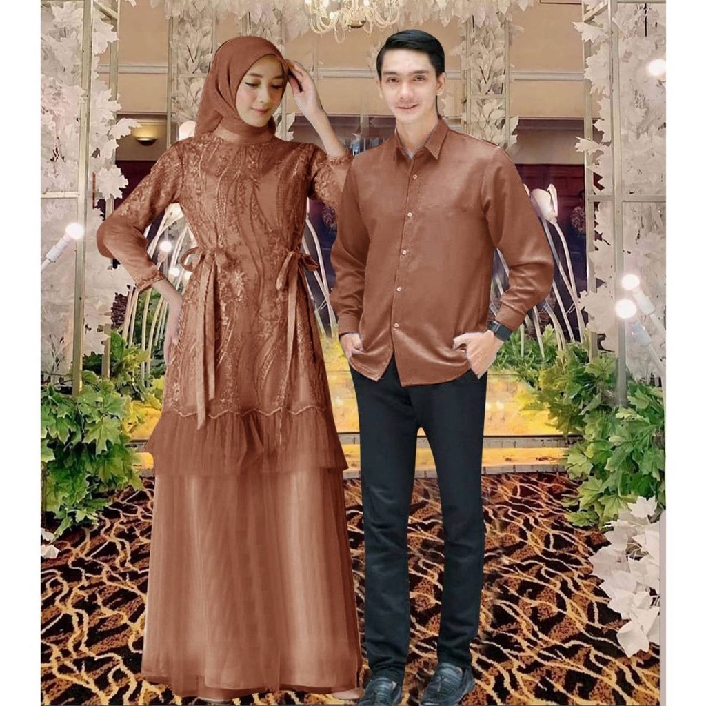 MR2323 Muslim Couple Gamis Leslar SIZE L - XXL 7WARNA / SP / Pakaian Muslim Pasangan / Baju Pasangan
