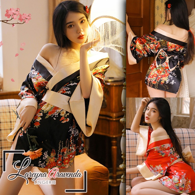 Lareyna Aravenda Set Lingerie + CD Model Kimono Sakura Luxury Sabuk Besar LG109