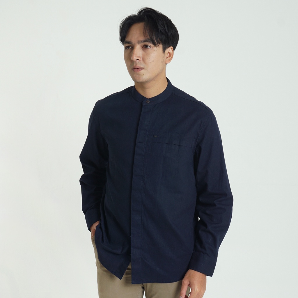 MGee Kemeja Koko Pria Baju Muslim Shirt Arkan C008 Navy