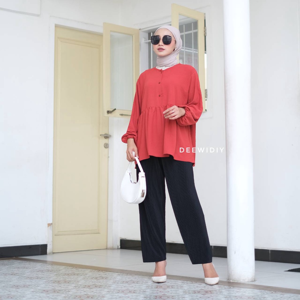 CELANA PLISKET CUTTING SLIM TERBARU / CELANA PLISKET JUMBO / CELANA KERJA WANITA / MAUDY PANTS DEEWIDIY