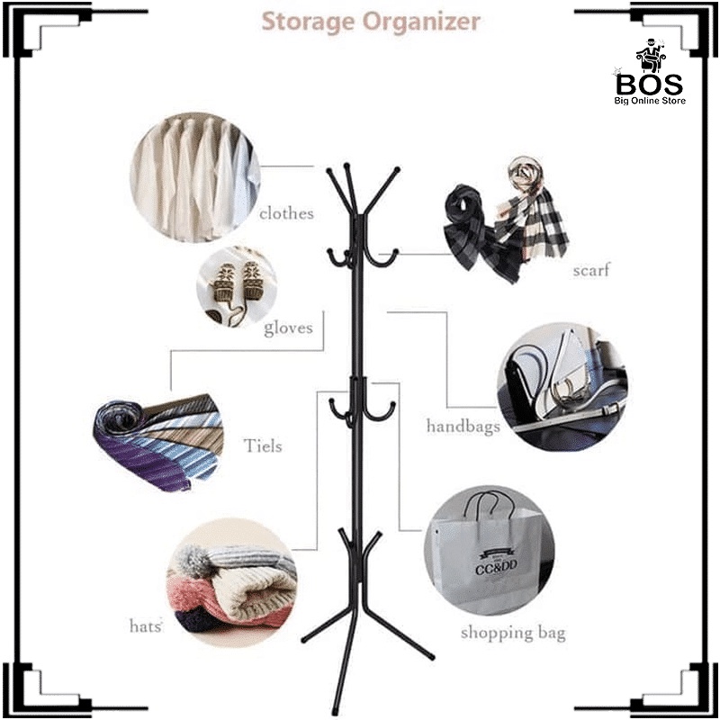 GANTUNGAN TIANG BESI BERDIRI SERBAGUNA / HANGER STANDING BAJU TAS TOPI MULTIFUNGSI