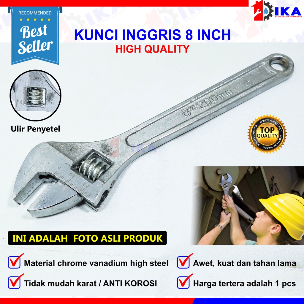 Kunci Inggris 8 Inch Inci Kunci Bago 200 mm Chrome Termurah Berkualitas