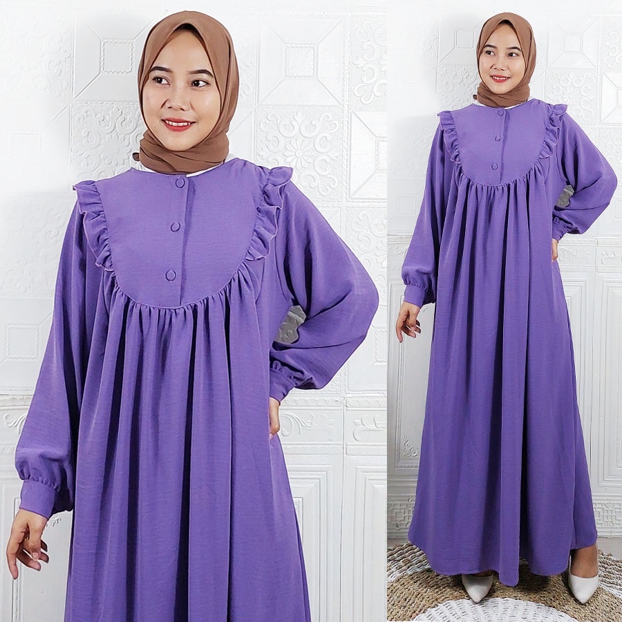 CARLINA AFWA PREMIUM CRINGKLE AIRFLOW GAMIS PANJANG JUMBO BUSUI WANITA CANTIK