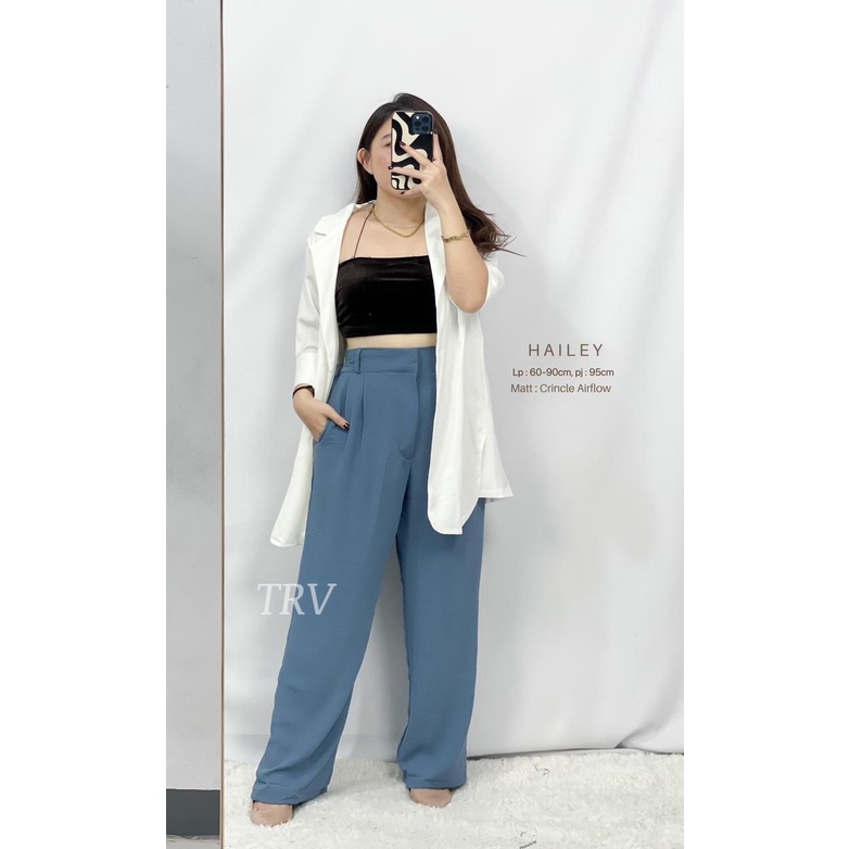 Celana Panjang Wanita Cringkle Airflow Anti Ngatung / Hailey Pants / Celana Panjang Kulot Crinkle Highwaist Wanita Loose Cullotes Pants / SJJ