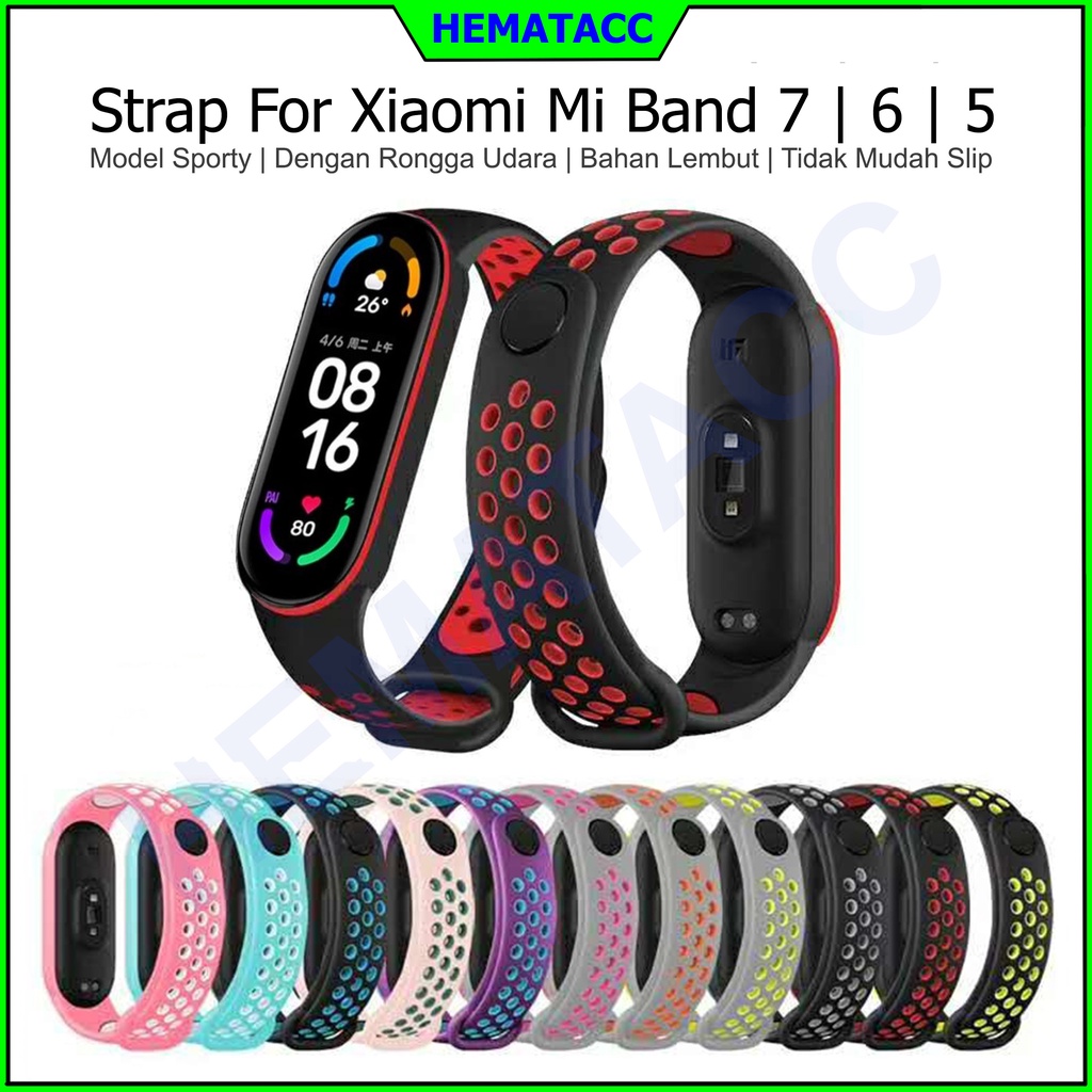 Strap Sport Xiaomi Mi Band 7 / 6 / 5 Sirkulasi Udara Anti Gerah Hematacc