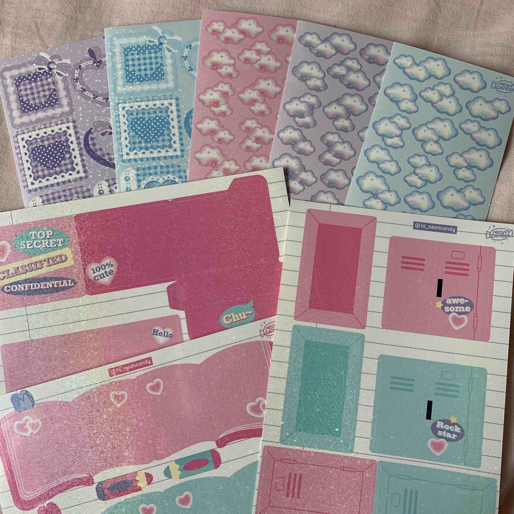 

Hi Neon Candy sticker thailand polco journal frame lace, cloud, pastel, star, locker, highteen, book, school