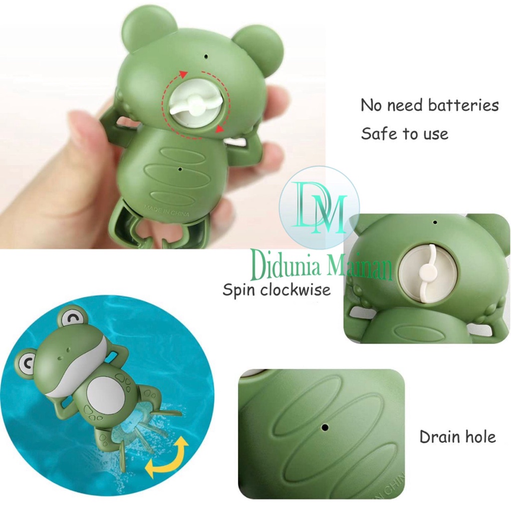 Mainan mandi anak bayi hewan katak berenang cute animal frog bath toys