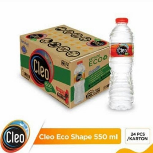 Air Murni Cleo Ecoshape 550 ml CLEO Pure Water 550ML 1 Karton / 1 Dus isi 24Pcs / Air Mineral Kemasan Botol