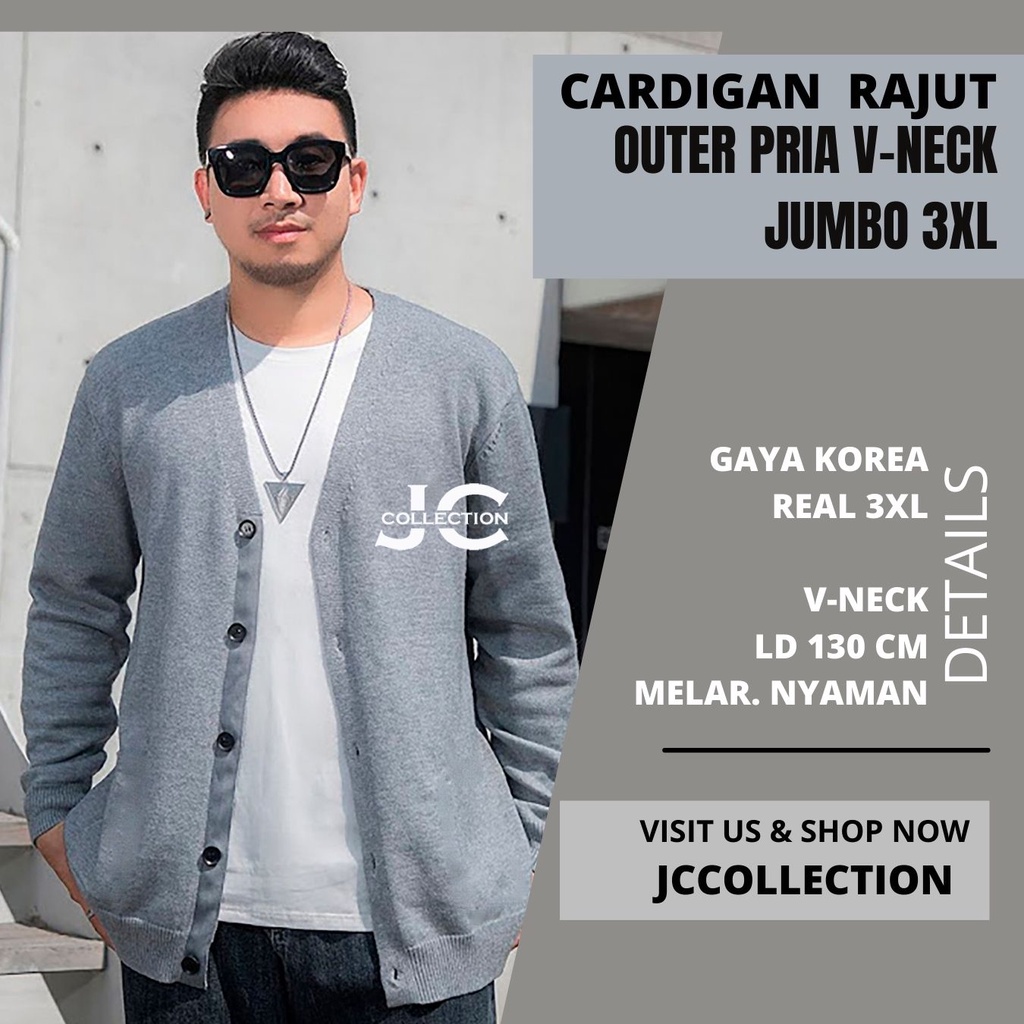 Cardigan Rajut Pria Jumbo Big Size / Outer Knitting Kardigan JCCollections