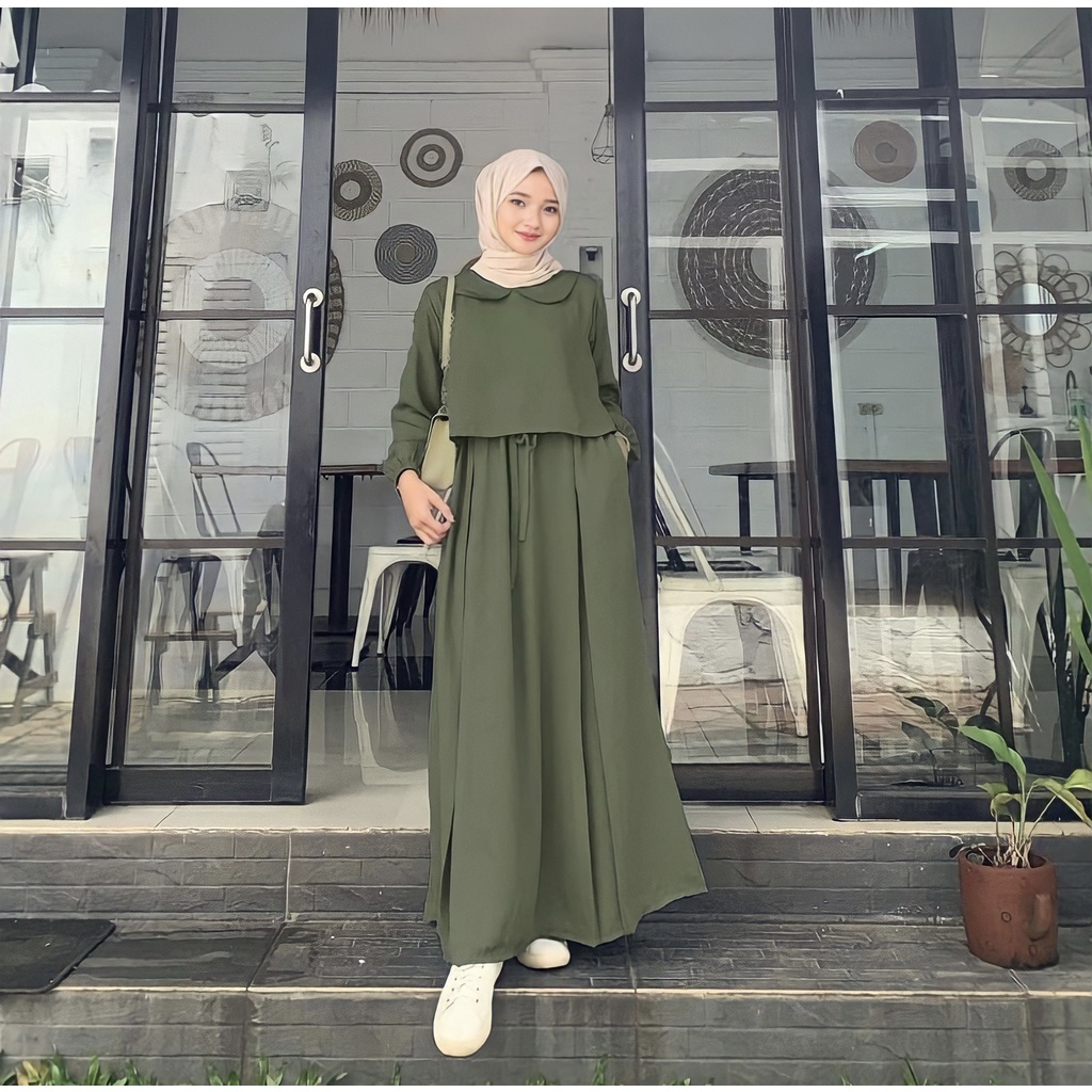 GAMIS ZAVINA CRINCLE AIRFLOW PREMIUM / DRESS SERUT PINGGANG WANITA