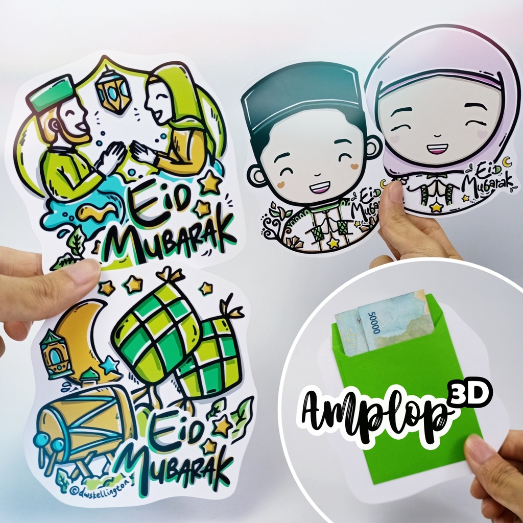 

Amplop Doodle THR Ramadan 3D Karakter Lucu Lebaran Idul Fitri Angpao