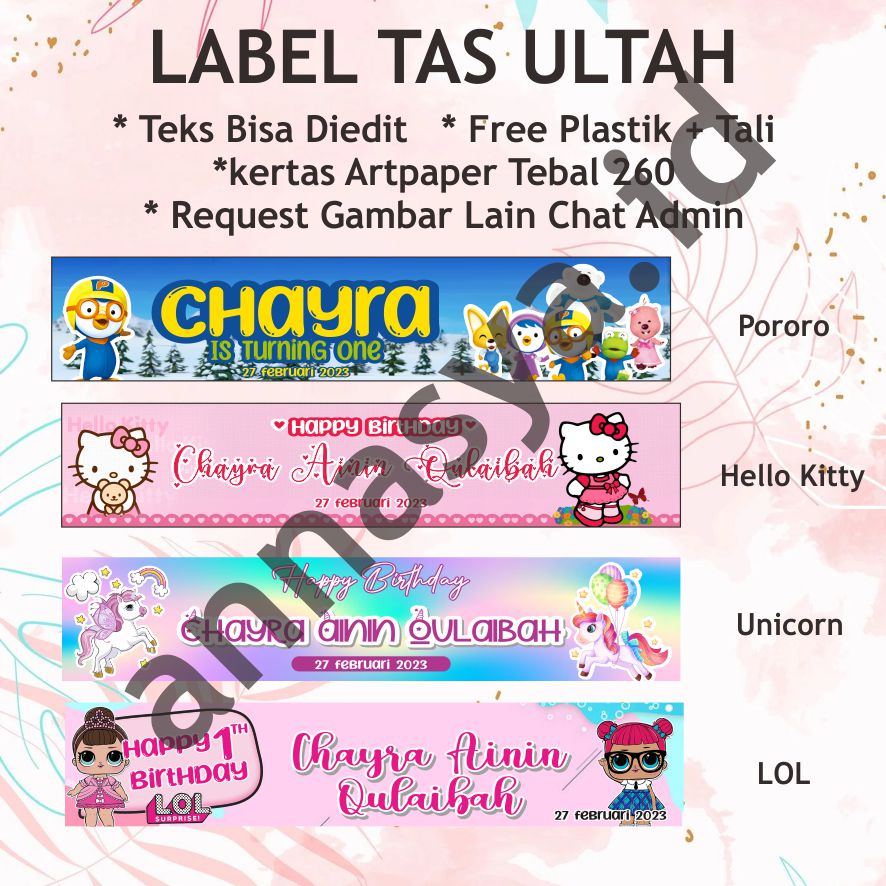 

Tas Label Ultah Jajan Snack //Plastik Ulang Tahun