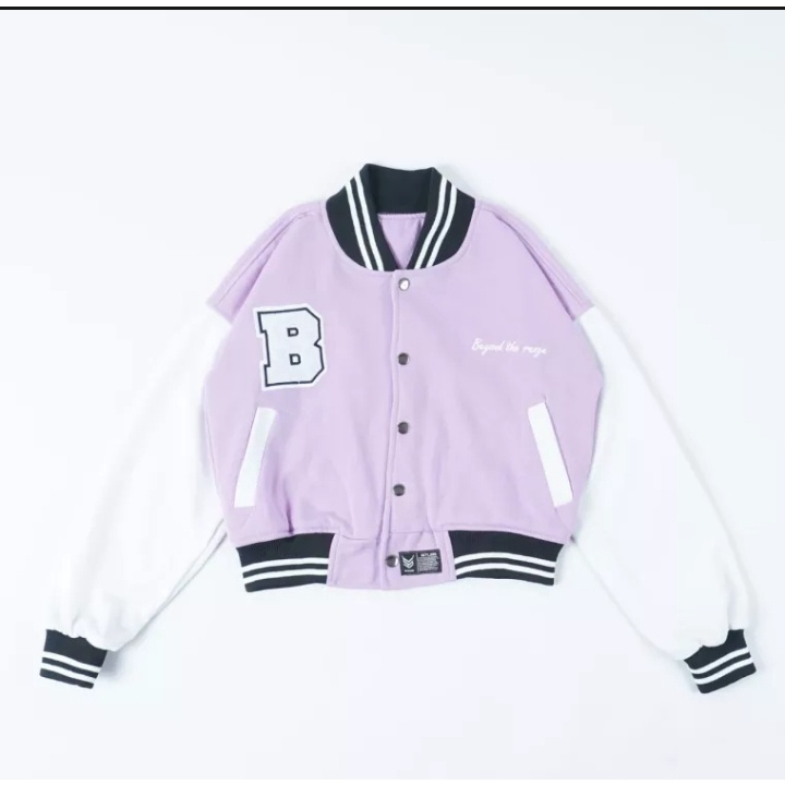 BEYAND CROOPE JAKET BASEBALL JAKET VERSITY JAKET WANITA KOREA UNGU LILAC