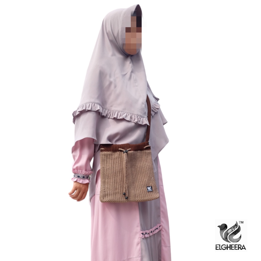 Tas Selempang Wanita Serut Medium / Tas Rajut Selempang / Sling Bag Serut