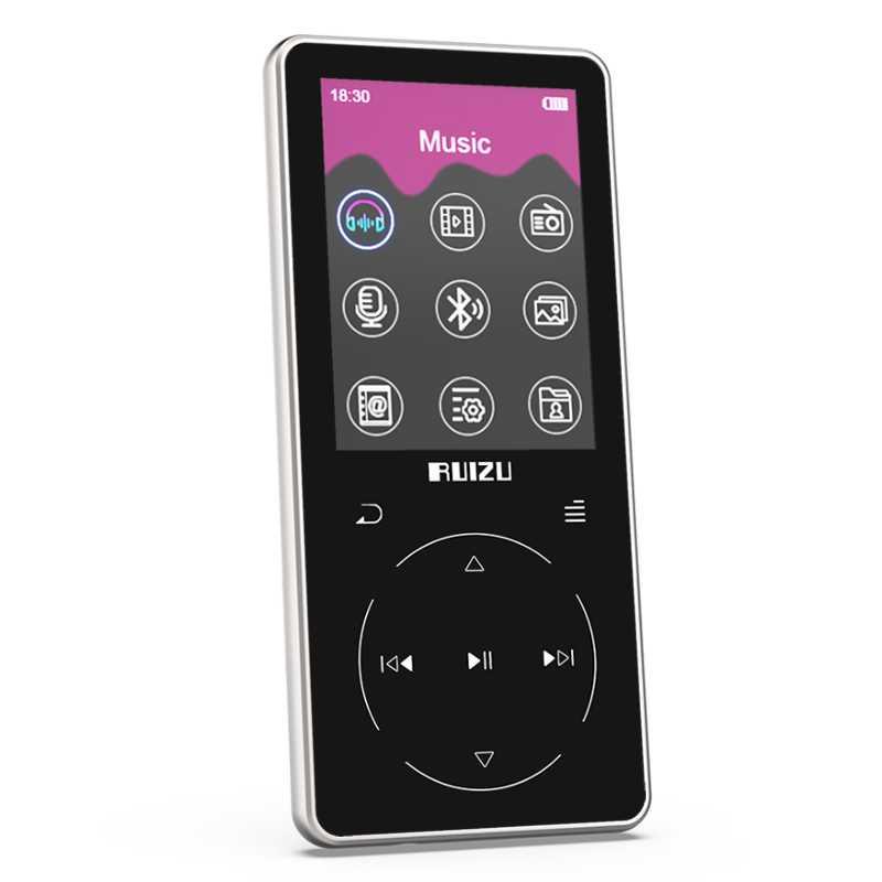 RUIZU MP3 Player Bluetooth 4.1 DAP FLAC JPG E-Book Radio FM 2.4 Inch 16GB - D16 - Black