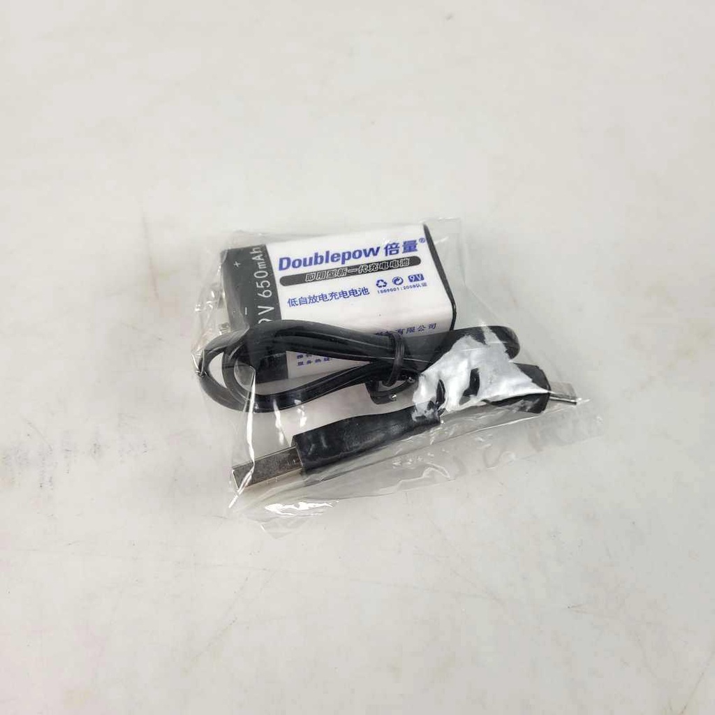 Doublepow Baterai 9V USB Rechargeable Battery Lithium 650 mAh 1PCS - DP-9V6 - Black/Blue