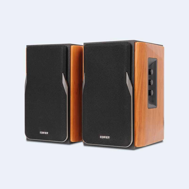 Edifier Active Passive Speaker Set Bookshelf Unique Style with Remote - R1380T -Brown