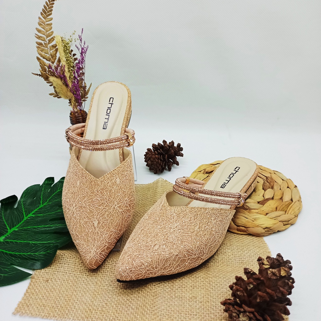 CHOMA - Sandal Wanita Teplek/Sandal Flat/sendal slop tali/sendal flat payet/sendal wadinta/sendal weeding