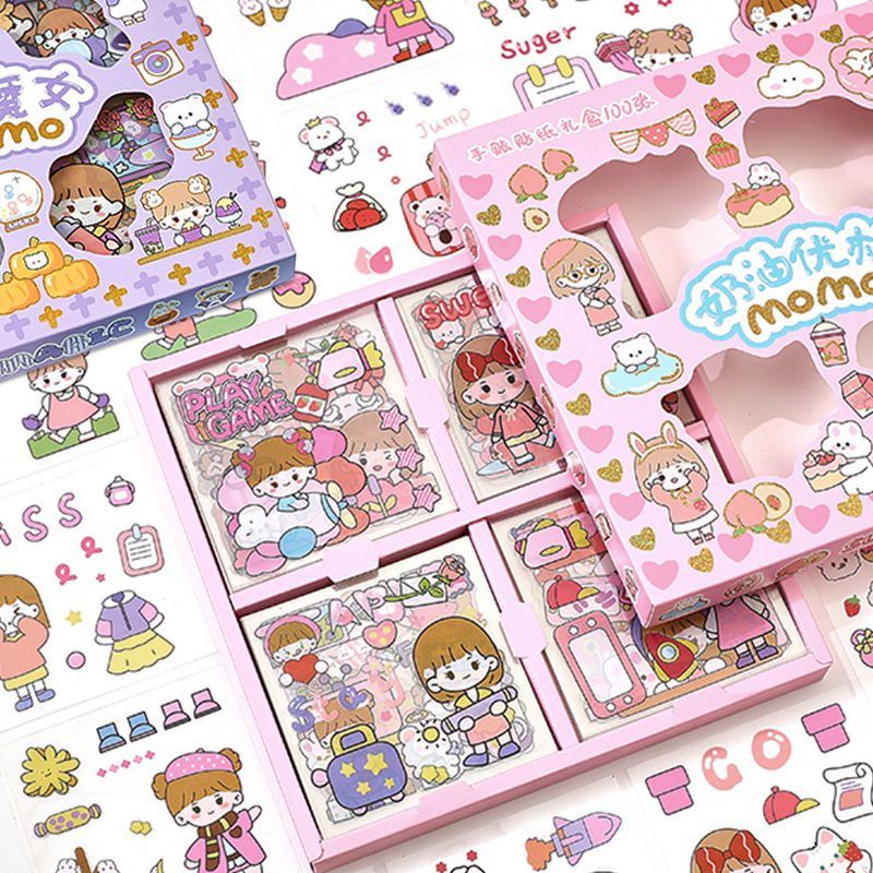 Momo Stiker Kartun lucu stiker Lucu kartun korea isi 100 Lembar