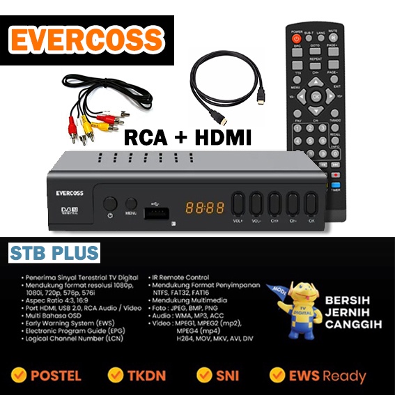 SET TOP BOX, STB EVERCOSS PLUS Versi Baru 2 USB Port [GARANSI RESMI 1TAHUN]