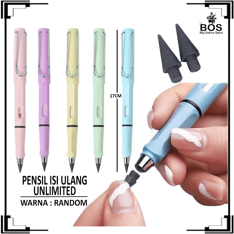 BOS PENSIL ETERNAL AJAIB REFIL UNLIMITED TANPA RAUTAN WARNA MACARON / ALAT TULIS ANAK SEKOLAH