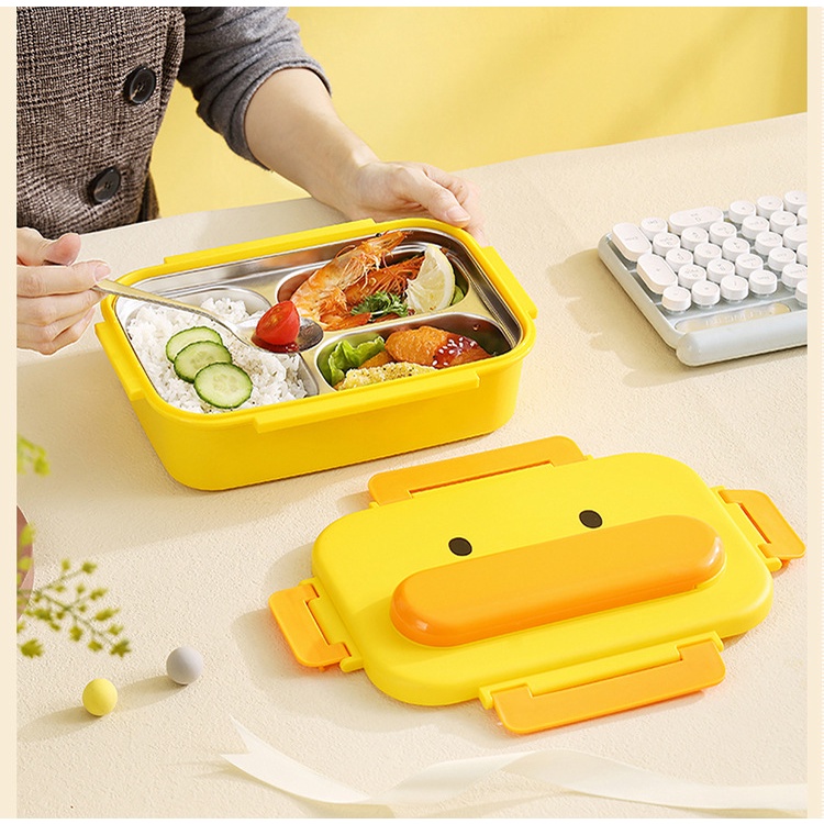 BIANCA - READY Lunch Box Anak Sekolah Stainless 316 DUCK SERIES / Kotak Makan Bekal Anak Sekolah Stainless 316 + TAS BEKAL