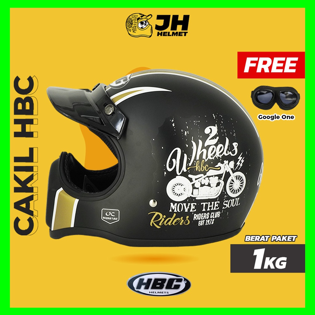 Helm Cakil HBC Wheel +FREE Goggle PROMO Terbatas !! (Helm HBC Cakil / Helm Retro / Helm Vespa)