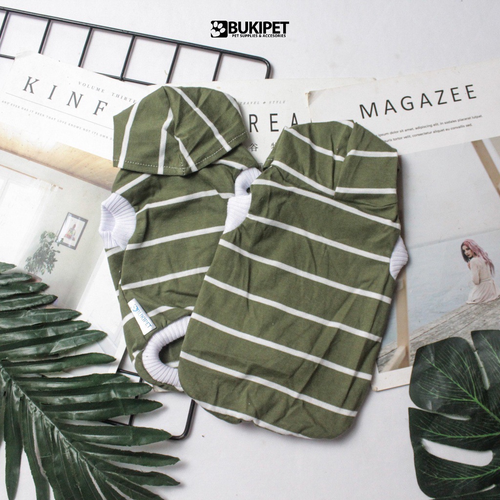 baju kucing anjing kelinci monyet lucu cowok cewek aksesoris hewan kecil - TANK HOODIE STRIPE PASTEL