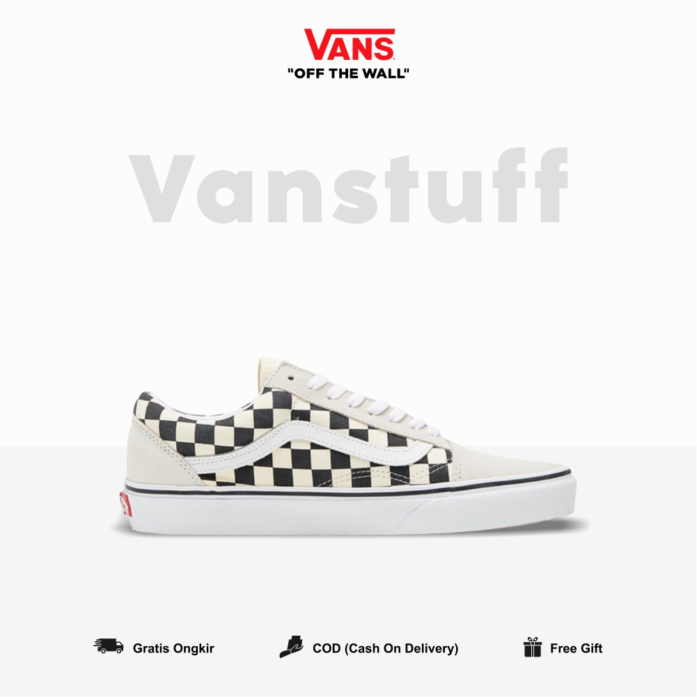 Old skool Primary Checkerboard White Black Cowo Original 100% BNIBWT Old Skhool Catur Ori Guarated