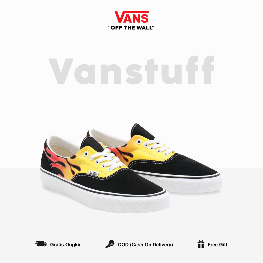 Era Classic Flame Black White Pria Wanita BNIB Original 100% Guarated Cowok Cewek Vanz Era Ori