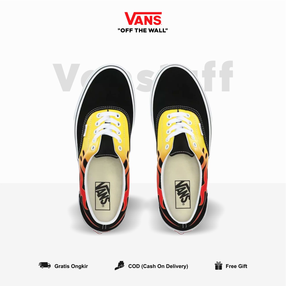 Era Classic Flame Black White Pria Wanita BNIB Original 100% Guarated Cowok Cewek Vanz Era Ori