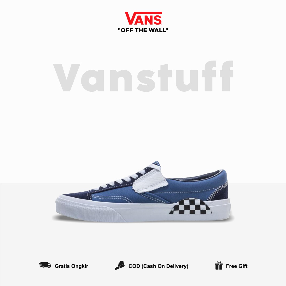 Slip On Cut And Paste Checkerboard Navy Original 100% BNIB Global Market Guarated Vanz Slipon Cun And Paste Catur Ori