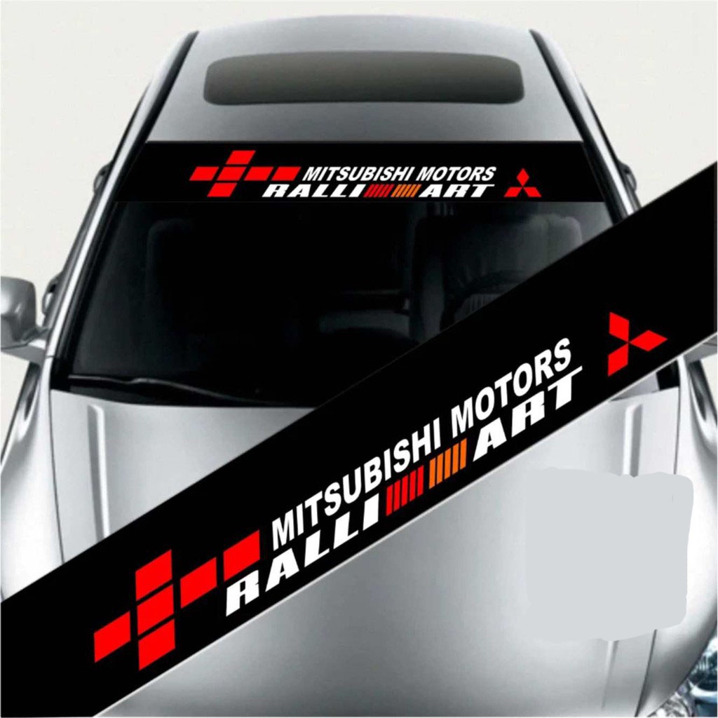 0556 stiker cutting stiker kaca mobil depan ralliart mitsubishi