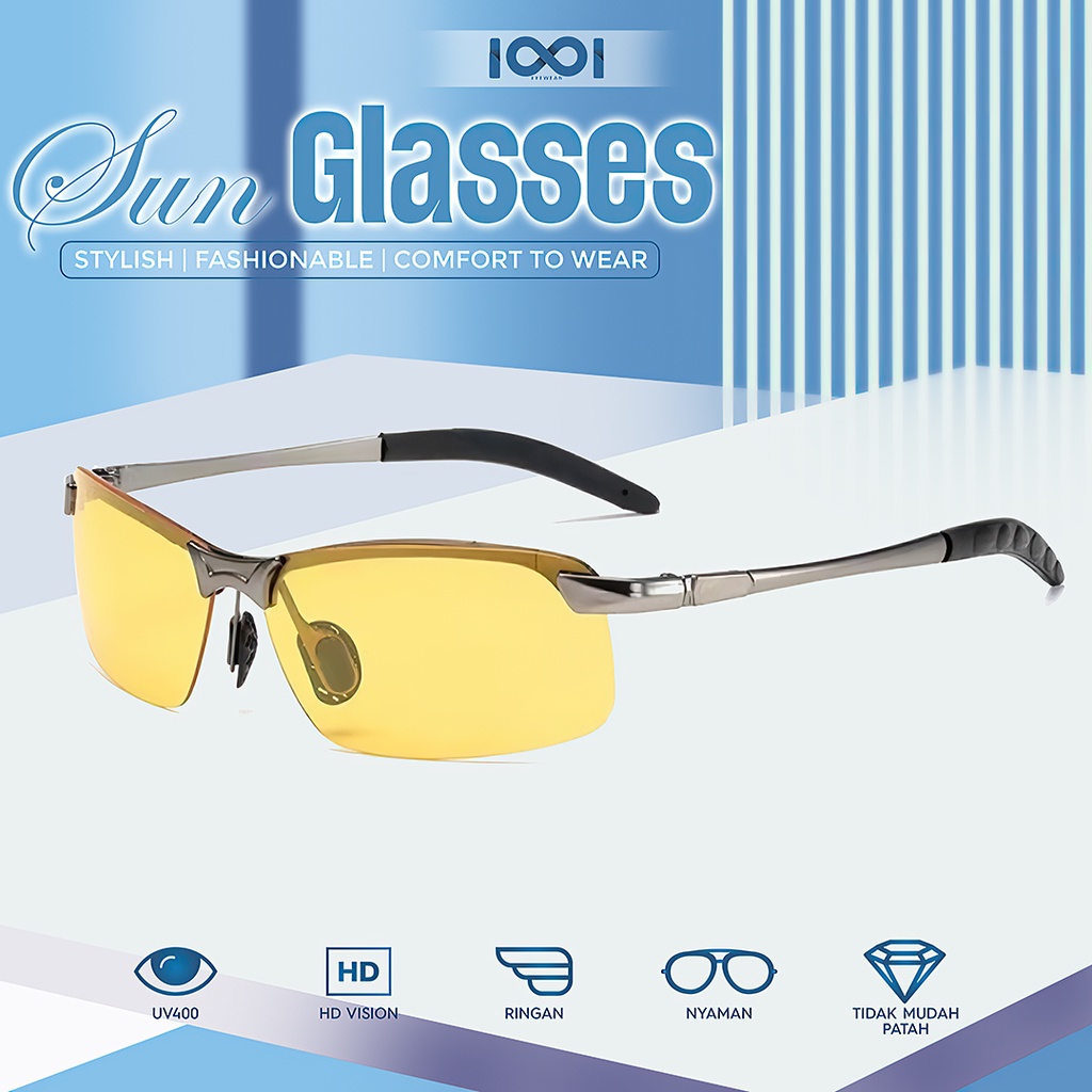 IOOI Eyewear -  Kacamata Anti Silau Almunium Aloy Polarized Siang/Malam Pria 3043