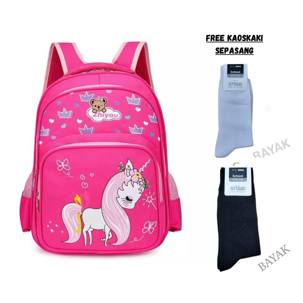 PREMIUM - tas ransel anak sekolah TK SD PREMIUM VIRAL terbaru 2023 karakter KUDAPONI terlaris free kaos kaki bisa COD