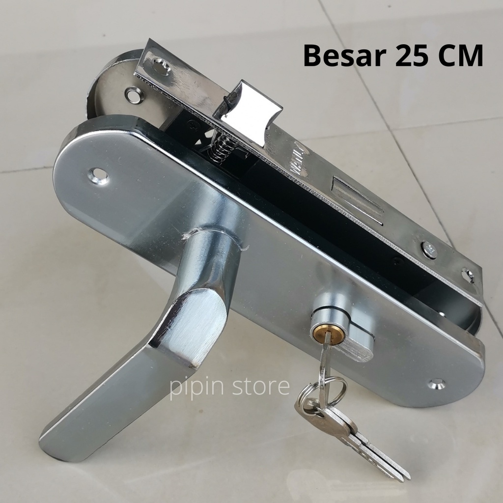 Satu Set Kunci Handle Pintu Rumah Besar 25 cm 20 cm / Gagang Pintu Kamar Tidur / Body Engkol Kunci Konci Pintu Stainless Steel Anti Karat Murah