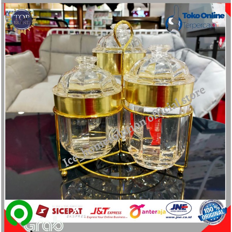 Krishome Set 3 Pcs Stoples Dengan Rak - Gold/toples gold
