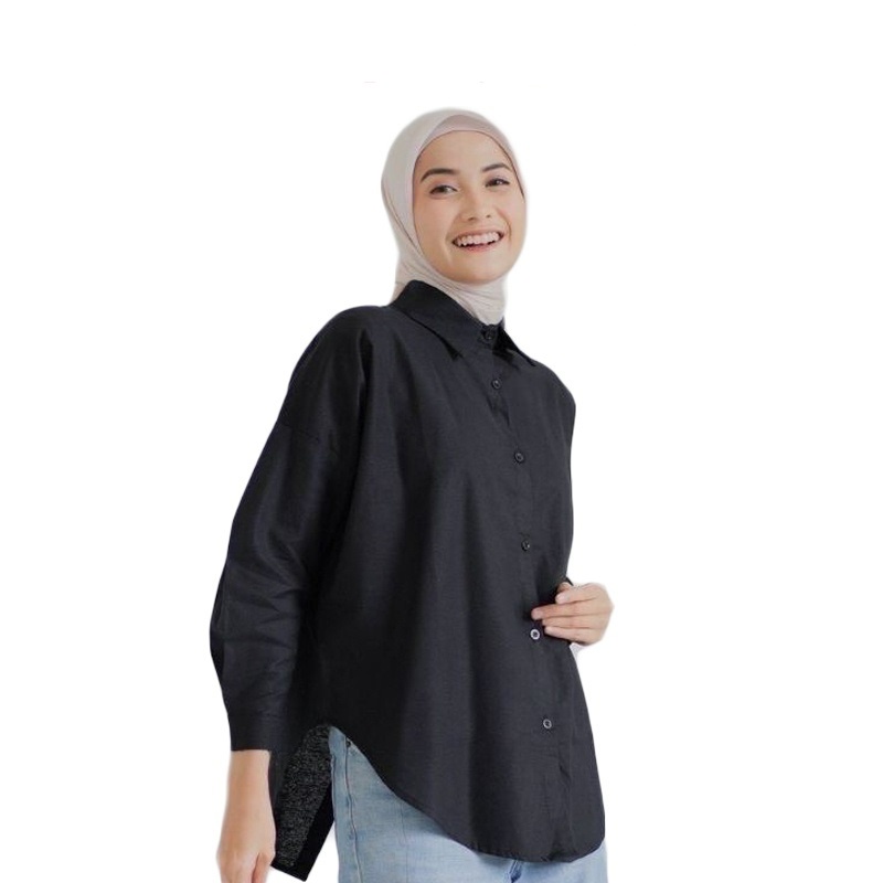 Kemeja Oversize Polos Wanita Lengan Panjang Sr348