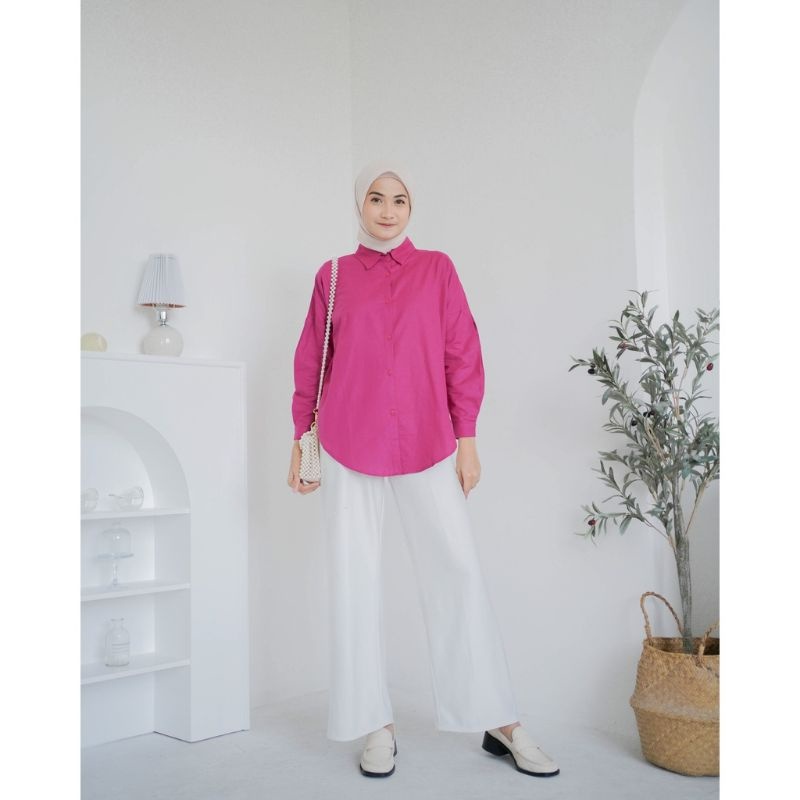 Kemeja Oversize Polos Wanita Lengan Panjang Sr348