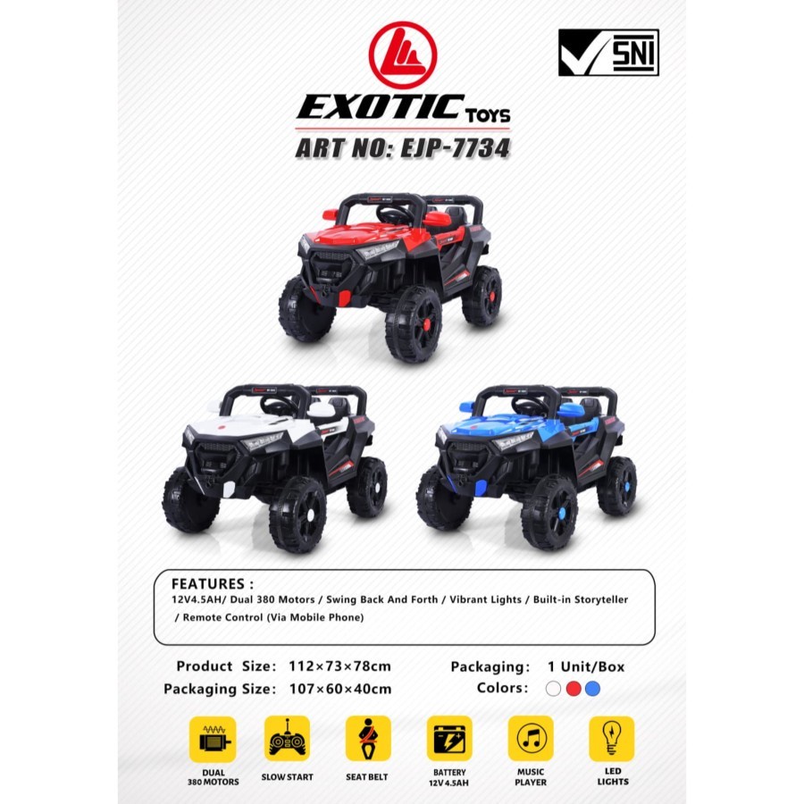 MOBILAN AKI ANAK EJP-7734//  MOBIL AKI JEEP REMOTE RECHARGEABLE EJP-7734