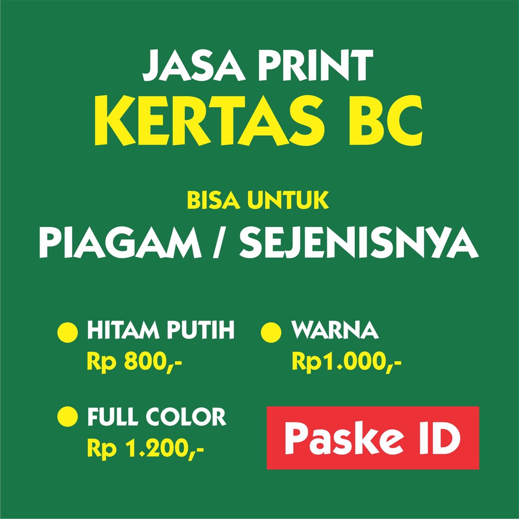 

JASA PRINT / CETAK BAHAN BC BRIEF CARD/BUFFALO BISA UNTUK PIAGAM / SEJENISNYA