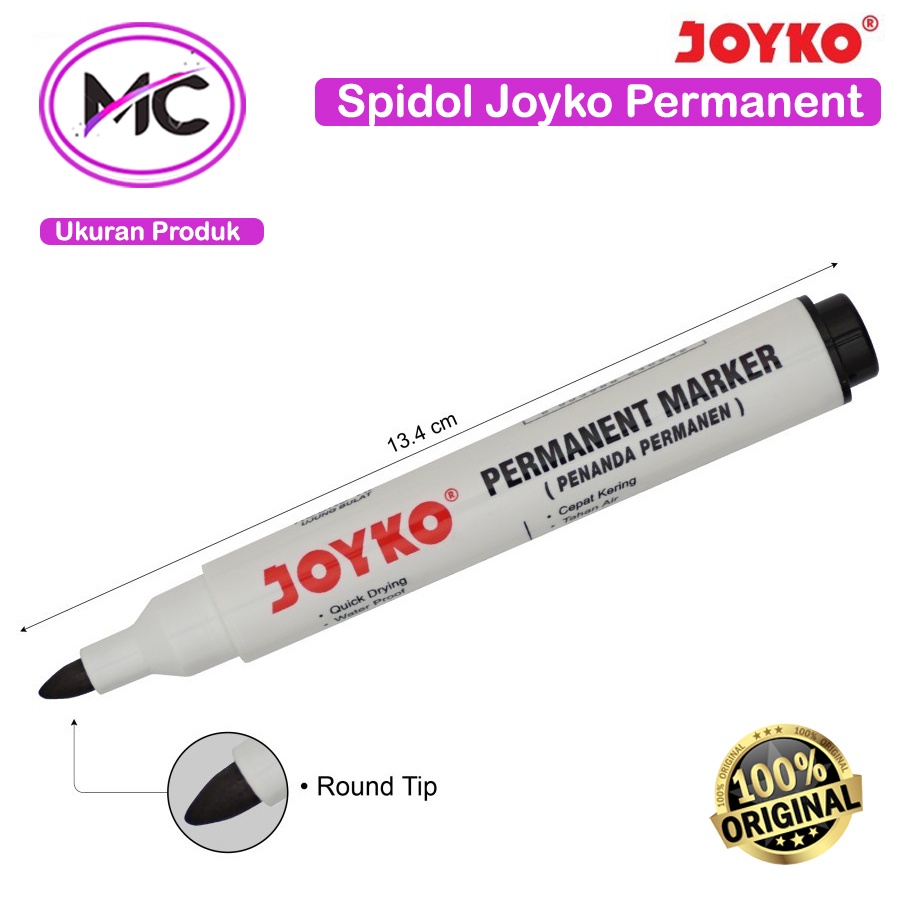 Spidol Permanent Joyko Spidol Round Tip Permanent Marker Quick Dry Tahan Air Anti Luntur Murah Original