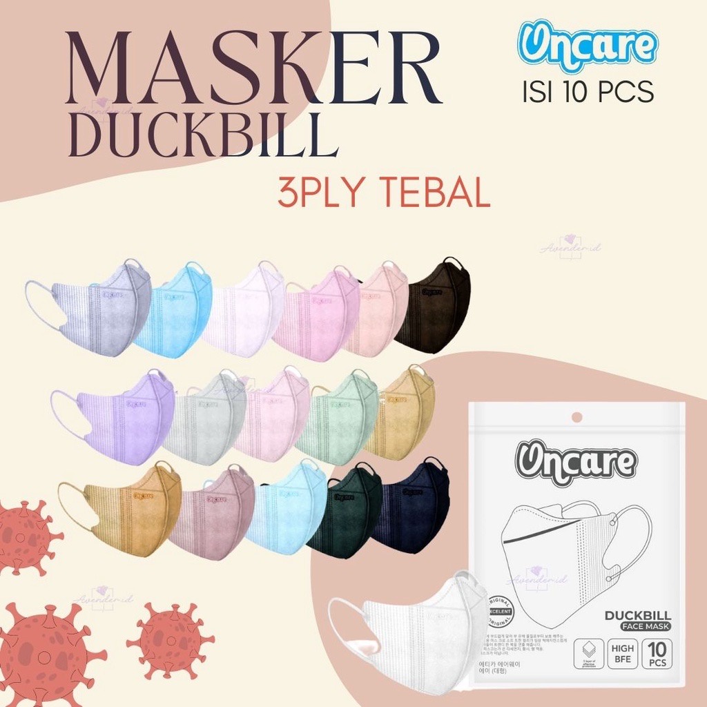 New!!! Masker Duckbill Oncare Warna Dewasa Embos 1pack isi 10pcs