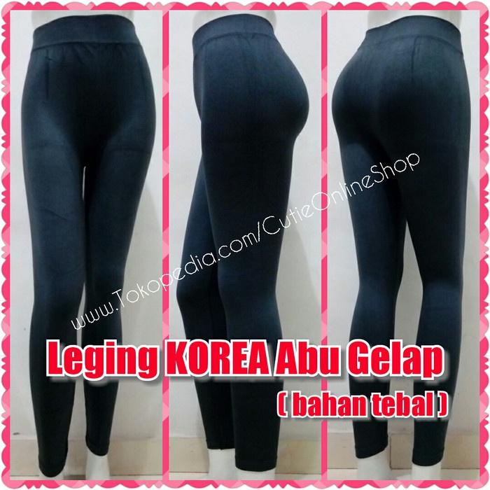 Celana Leging Korea Abu Gelap - Polos Tebal