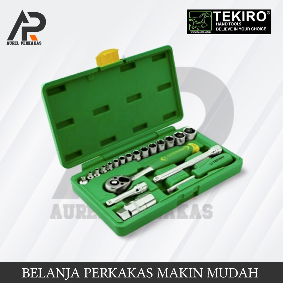 KUNCI SOK SET SOCKET SOKET SET TEKIRO 1/4 - 3/8 TEKIRO 21PCS