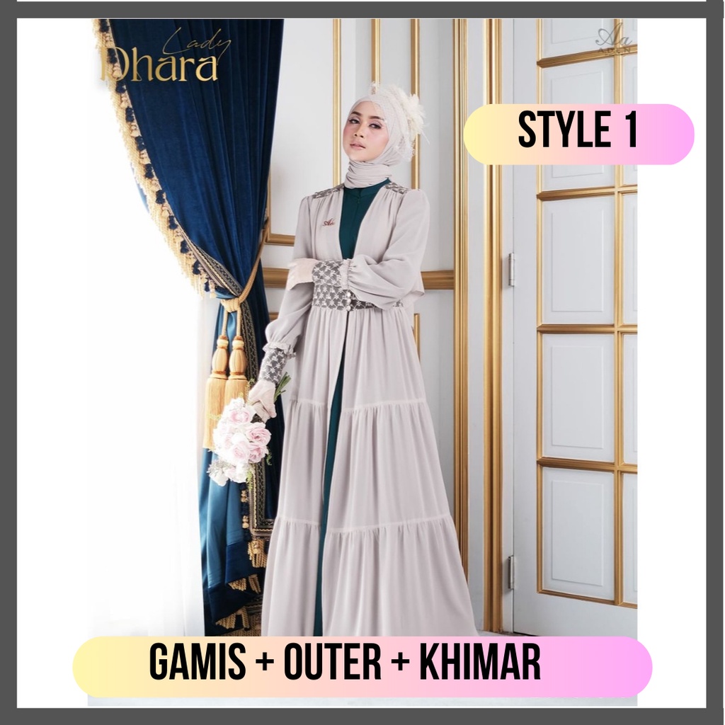 Gamis Aden Hijab Lady Dhara Style 1 Dress + Outer + Khimar by Aden Hijab Inner Outer