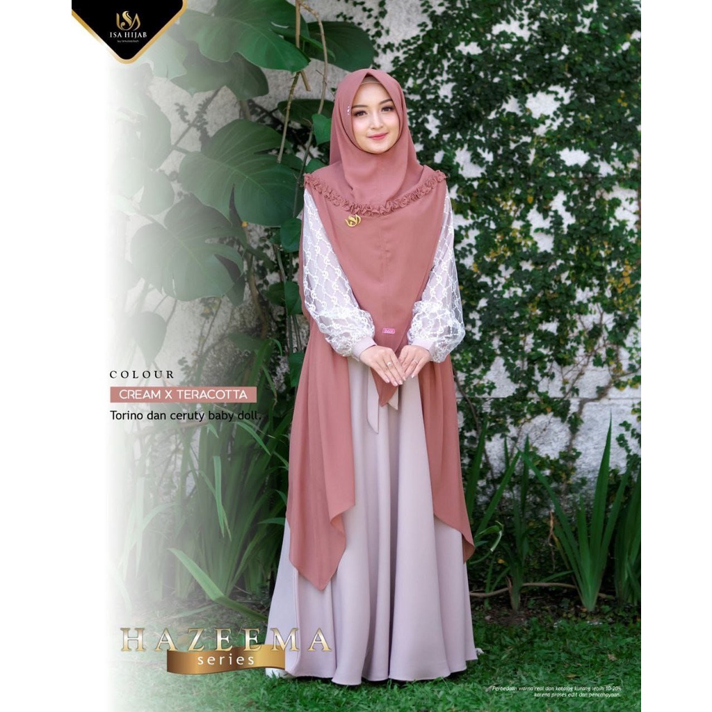 Gamis Set Hazeema Series By Isahijab Bahan Torino Ceruty Premium