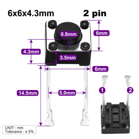 Tombol Micro SMD Tactile Switch Push Button Momentary 2P 2 PIN 4P 4 PIN 6x6x4.3 6x6x4.5 6x6x5