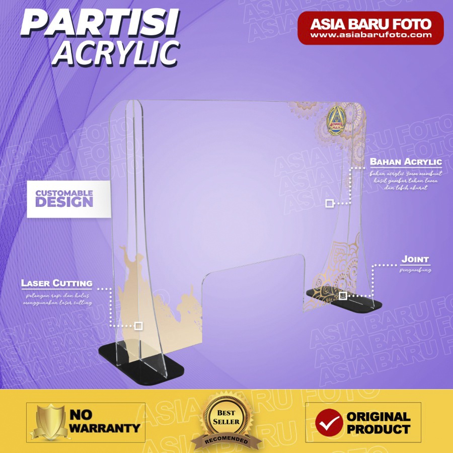 

Partisi / Sekat / Pembatas Meja Acrylic Print Table 50cm X 50cm (2mm) Model Baru