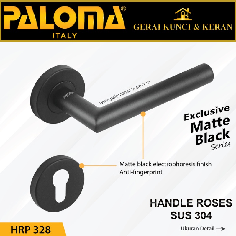 PALOMA HRP 328 MLP 022 CLP 404 HANDLE HITAM SET KUNCI PINTU CYLINDER